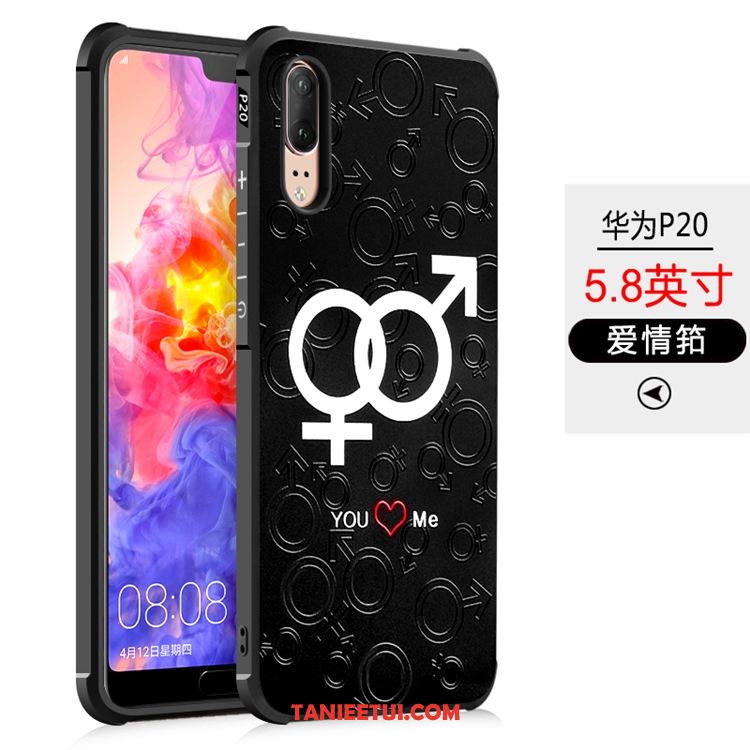 Etui Huawei P20 Relief Telefon Komórkowy All Inclusive, Pokrowce Huawei P20 Balon Anti-fall Czarny