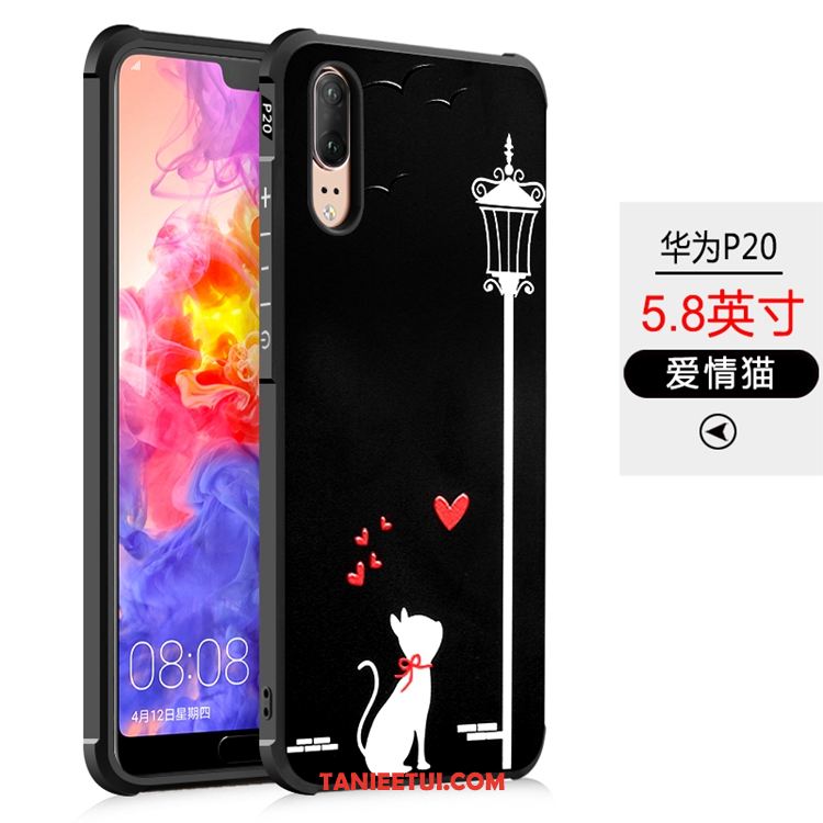 Etui Huawei P20 Relief Telefon Komórkowy All Inclusive, Pokrowce Huawei P20 Balon Anti-fall Czarny