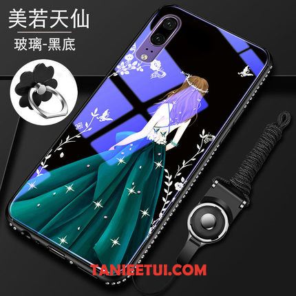 Etui Huawei P20 Rhinestone Telefon Komórkowy Silikonowe, Obudowa Huawei P20 Szkło All Inclusive Czerwony