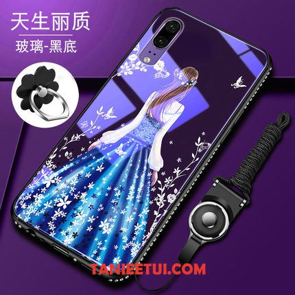 Etui Huawei P20 Rhinestone Telefon Komórkowy Silikonowe, Obudowa Huawei P20 Szkło All Inclusive Czerwony