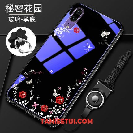 Etui Huawei P20 Rhinestone Telefon Komórkowy Silikonowe, Obudowa Huawei P20 Szkło All Inclusive Czerwony