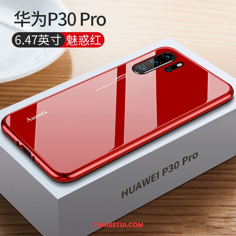 Etui Huawei P30 Pro Osobowość Szkło Trudno, Futerał Huawei P30 Pro Metal Czerwony Netto Anti-fall