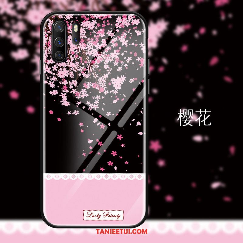 Etui Huawei P30 Pro Szkło Hartowane Sakura Silikonowe, Obudowa Huawei P30 Pro Serce Telefon Komórkowy Niebieski