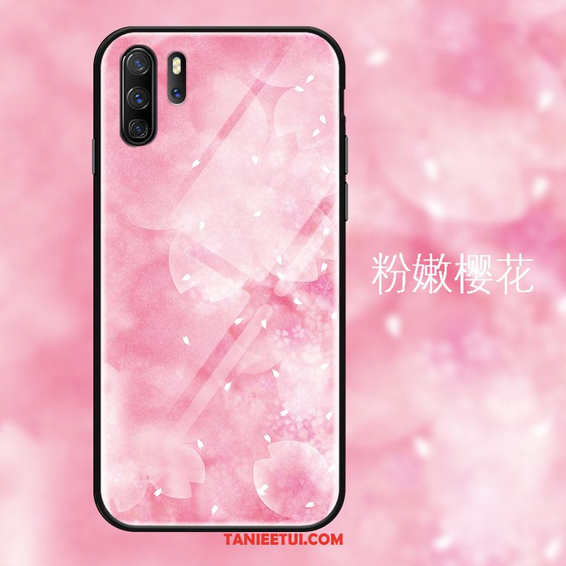 Etui Huawei P30 Pro Szkło Hartowane Sakura Silikonowe, Obudowa Huawei P30 Pro Serce Telefon Komórkowy Niebieski