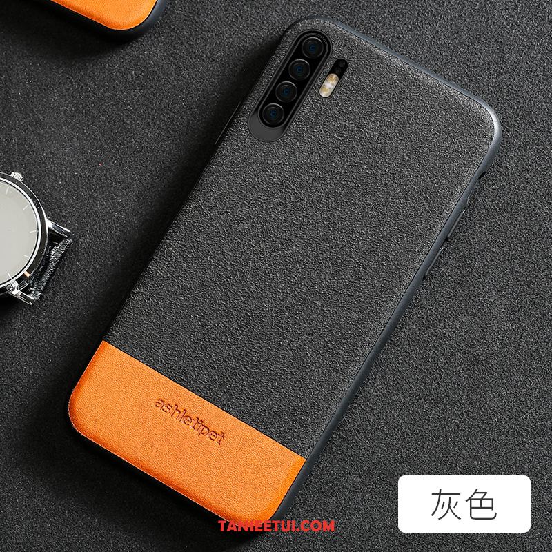 Etui Huawei P30 Pro Telefon Komórkowy Luksusowy Szycie, Obudowa Huawei P30 Pro Eleganckie Szary Skóra Bydlęca