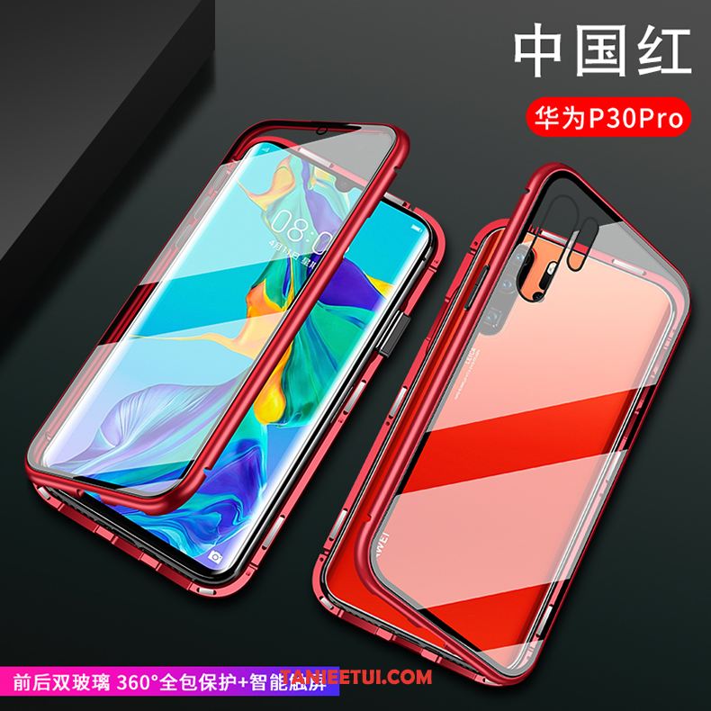 Etui Huawei P30 Pro Telefon Komórkowy Szkło Czerwony, Obudowa Huawei P30 Pro All Inclusive Metal Anti-fall