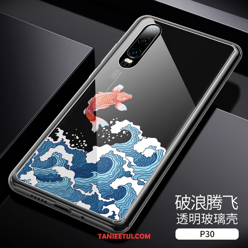 Etui Huawei P30 Przezroczysty Anti-fall Chiński Styl, Obudowa Huawei P30 All Inclusive Szkło Czarny