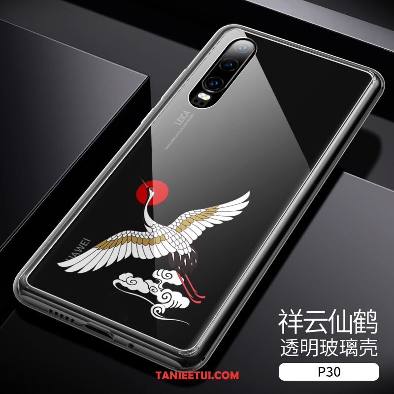 Etui Huawei P30 Przezroczysty Anti-fall Chiński Styl, Obudowa Huawei P30 All Inclusive Szkło Czarny