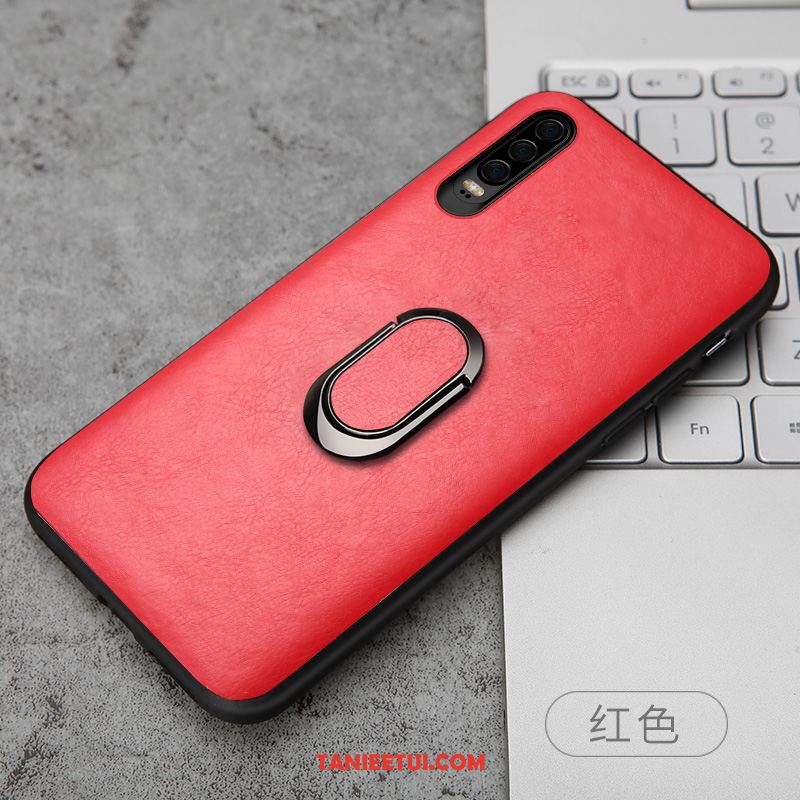 Etui Huawei P30 Wysoki Koniec Ring Ochraniacz, Futerał Huawei P30 Magnetyzm Proste Prawdziwa Skóra Braun