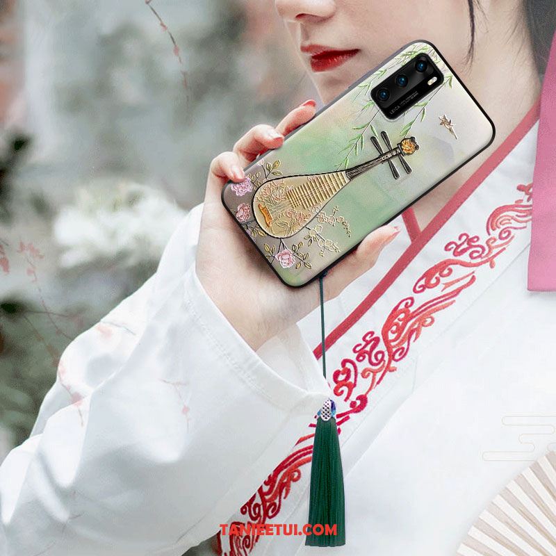 Etui Huawei P40 Chiński Styl Różowe Miękki, Pokrowce Huawei P40 Telefon Komórkowy Z Frędzlami Osobowość