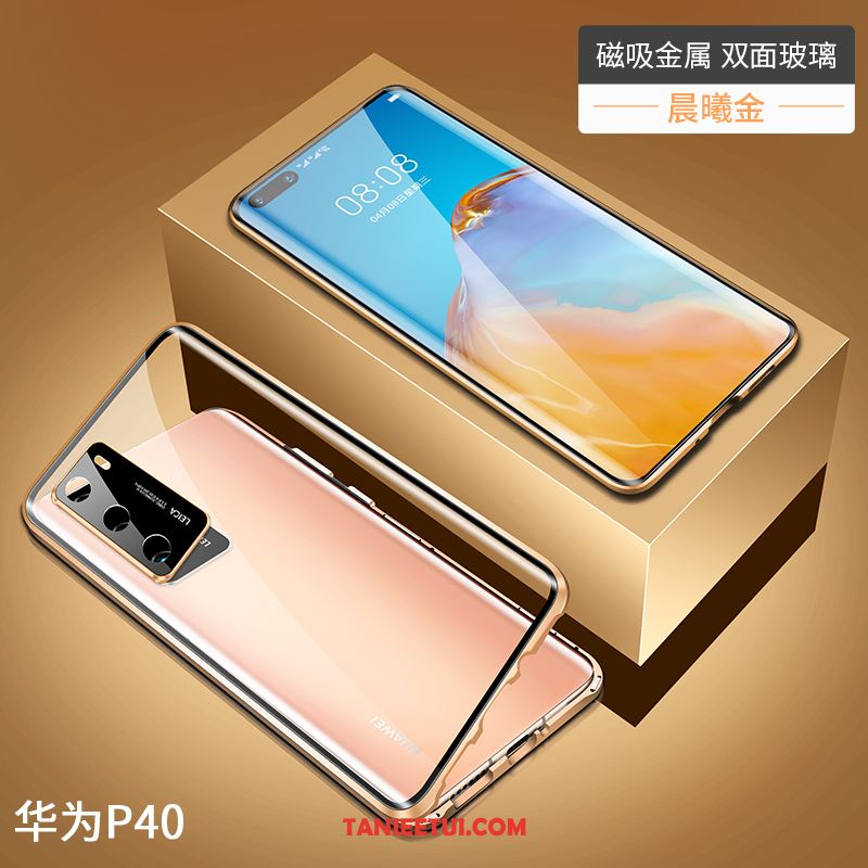 Etui Huawei P40 Czerwony Netto Tendencja Magnetyzm, Pokrowce Huawei P40 Anti-fall Ochraniacz Czarny