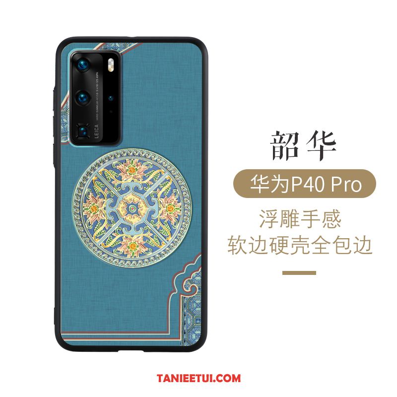 Etui Huawei P40 Pro Chiński Styl Relief Telefon Komórkowy, Obudowa Huawei P40 Pro Anti-fall Niebieski Ochraniacz