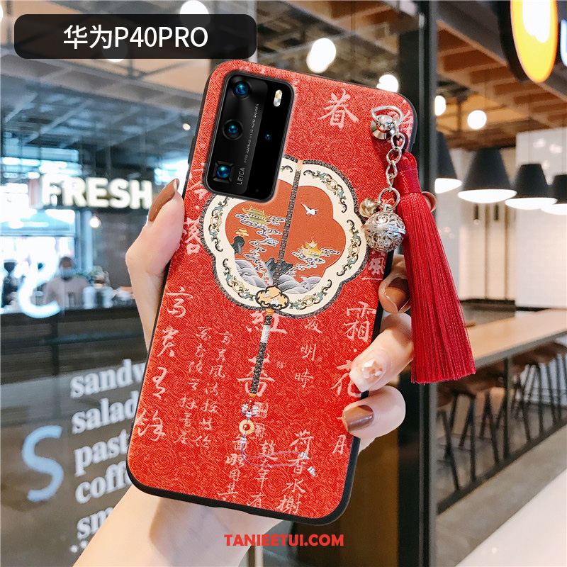 Etui Huawei P40 Pro Ochraniacz Vintage Chiński Styl, Futerał Huawei P40 Pro Telefon Komórkowy Różowe Z Frędzlami