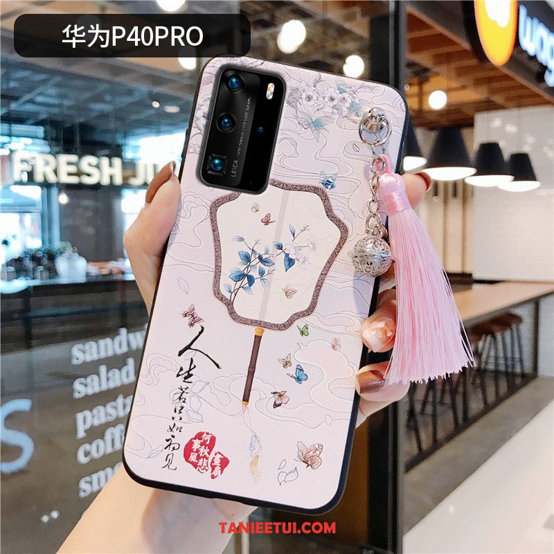 Etui Huawei P40 Pro Ochraniacz Vintage Chiński Styl, Futerał Huawei P40 Pro Telefon Komórkowy Różowe Z Frędzlami