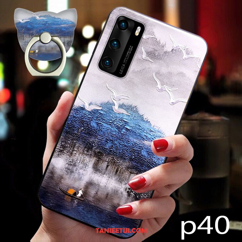 Etui Huawei P40 Silikonowe Różowe Anti-fall, Pokrowce Huawei P40 Wiatr Telefon Komórkowy Chiński Styl