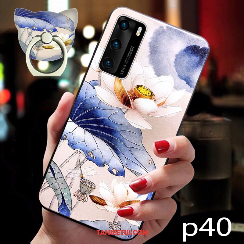 Etui Huawei P40 Silikonowe Różowe Anti-fall, Pokrowce Huawei P40 Wiatr Telefon Komórkowy Chiński Styl