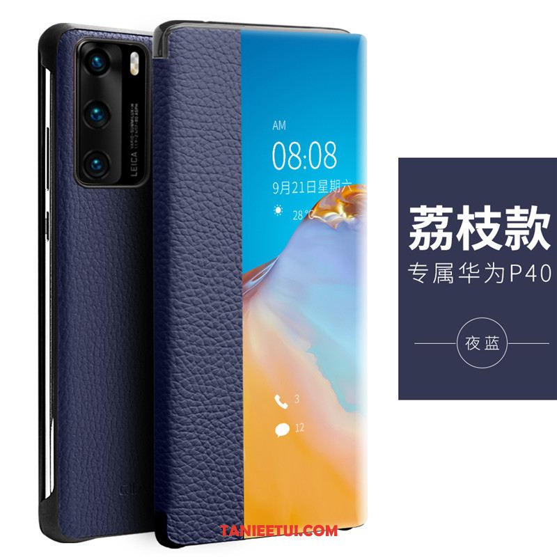 Etui Huawei P40 Wysoki Koniec Skóra Bydlęca Telefon Komórkowy, Futerał Huawei P40 Nowy Anti-fall Klapa Orange