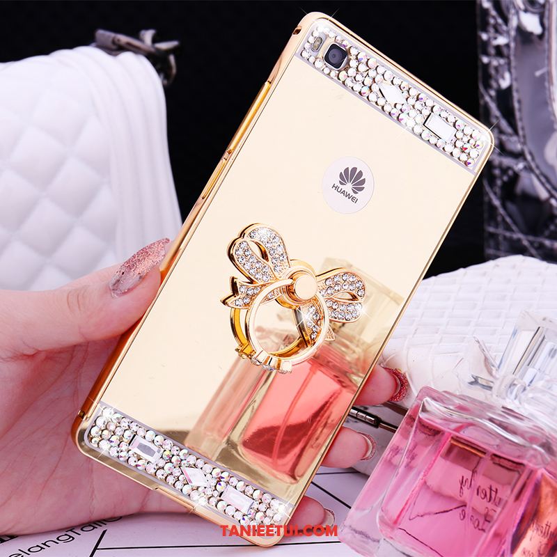 Etui Huawei P8 Rhinestone Granica Metal, Futerał Huawei P8 Wysoki Telefon Komórkowy Różowe Złoto