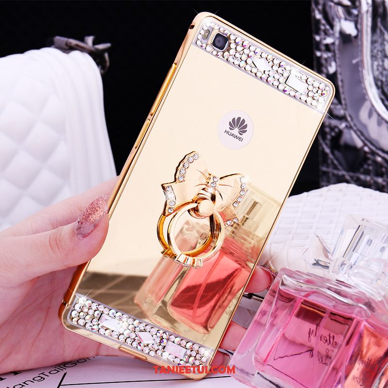 Etui Huawei P8 Rhinestone Granica Metal, Futerał Huawei P8 Wysoki Telefon Komórkowy Różowe Złoto