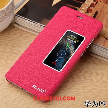 Etui Huawei P9 Czerwony Anti-fall Telefon Komórkowy, Obudowa Huawei P9 Ochraniacz Skórzany Futerał