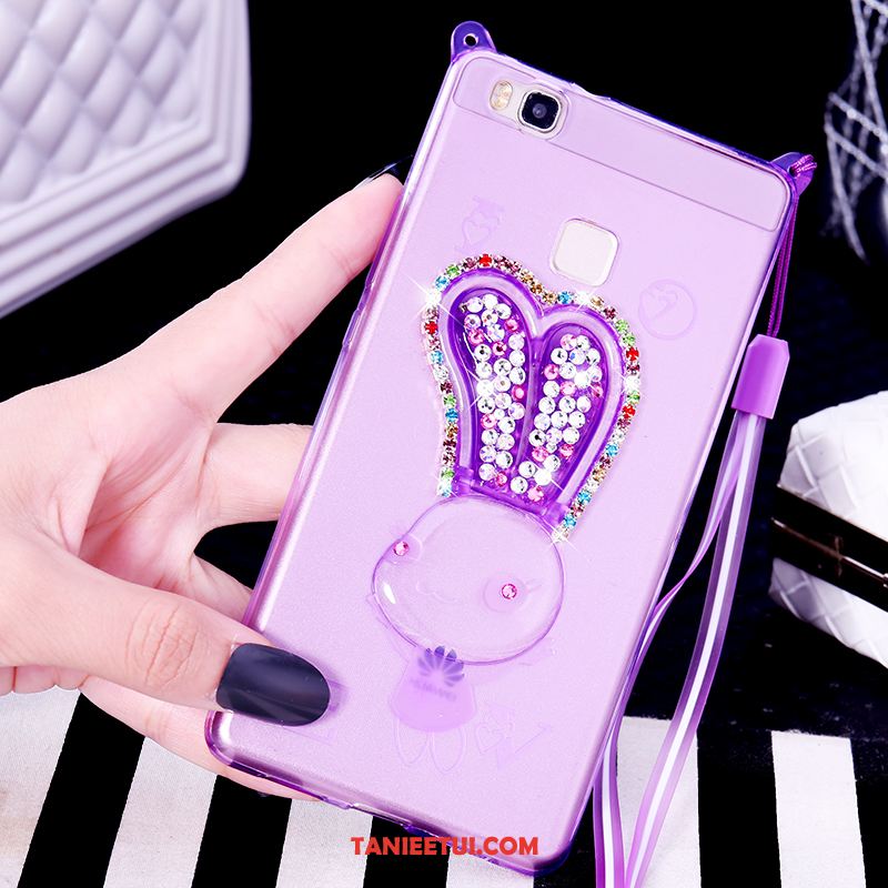 Etui Huawei P9 Lite Purpurowy Miękki Telefon Komórkowy, Futerał Huawei P9 Lite Wiszące Ozdoby Ochraniacz Rhinestone