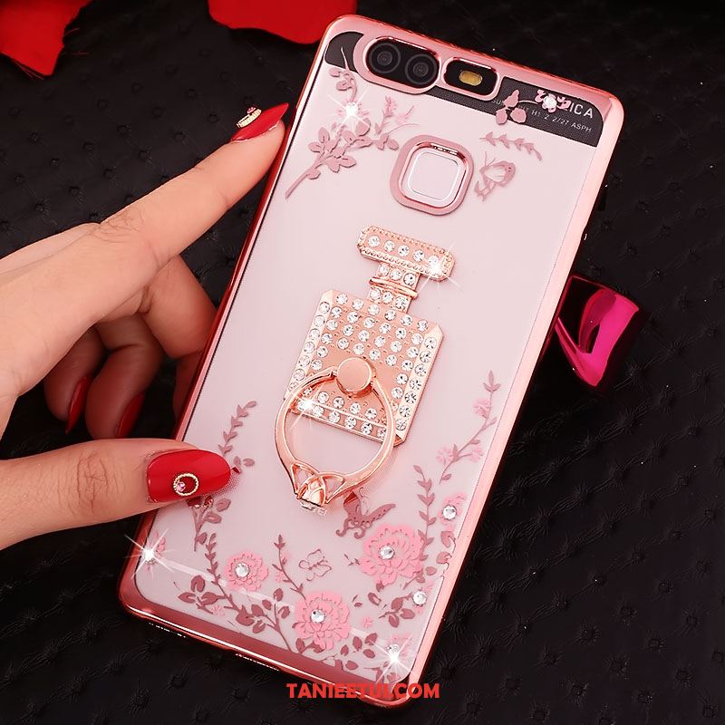 Etui Huawei P9 Plus Kwiaty Ochraniacz Telefon Komórkowy, Futerał Huawei P9 Plus Złoto Ring Rhinestone