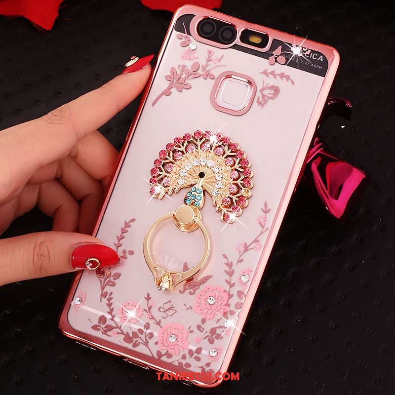 Etui Huawei P9 Plus Kwiaty Ochraniacz Telefon Komórkowy, Futerał Huawei P9 Plus Złoto Ring Rhinestone