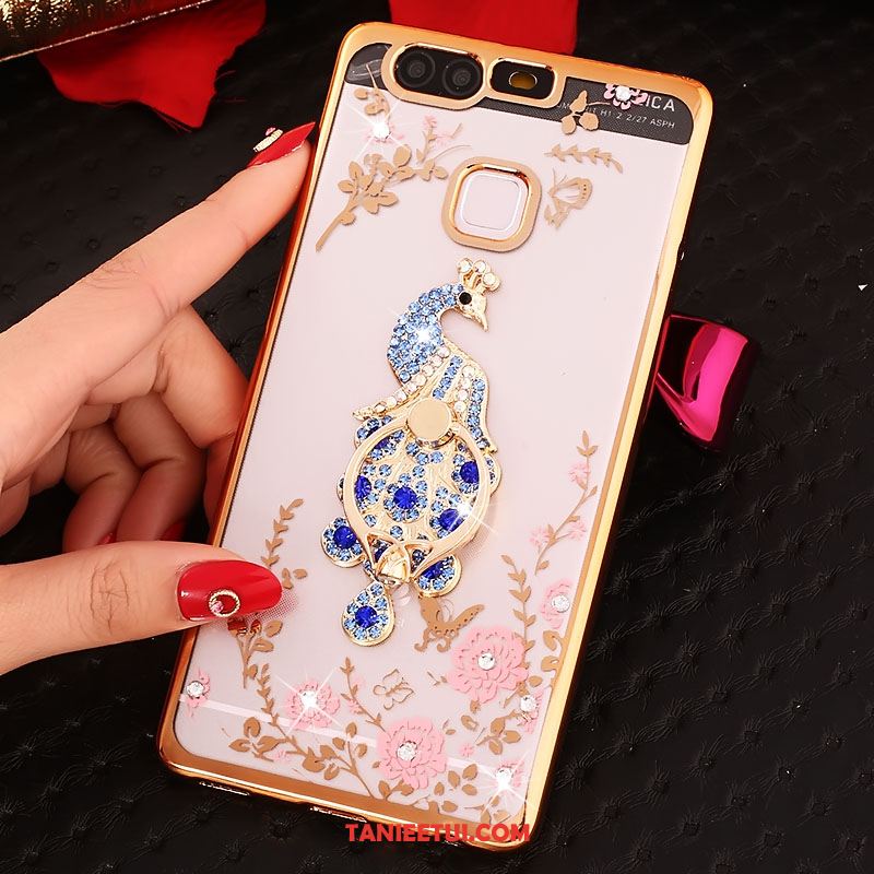 Etui Huawei P9 Plus Kwiaty Ochraniacz Telefon Komórkowy, Futerał Huawei P9 Plus Złoto Ring Rhinestone