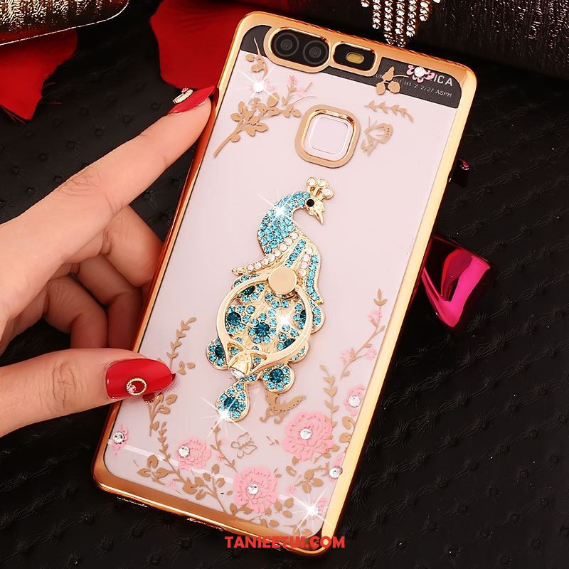 Etui Huawei P9 Plus Kwiaty Ochraniacz Telefon Komórkowy, Futerał Huawei P9 Plus Złoto Ring Rhinestone