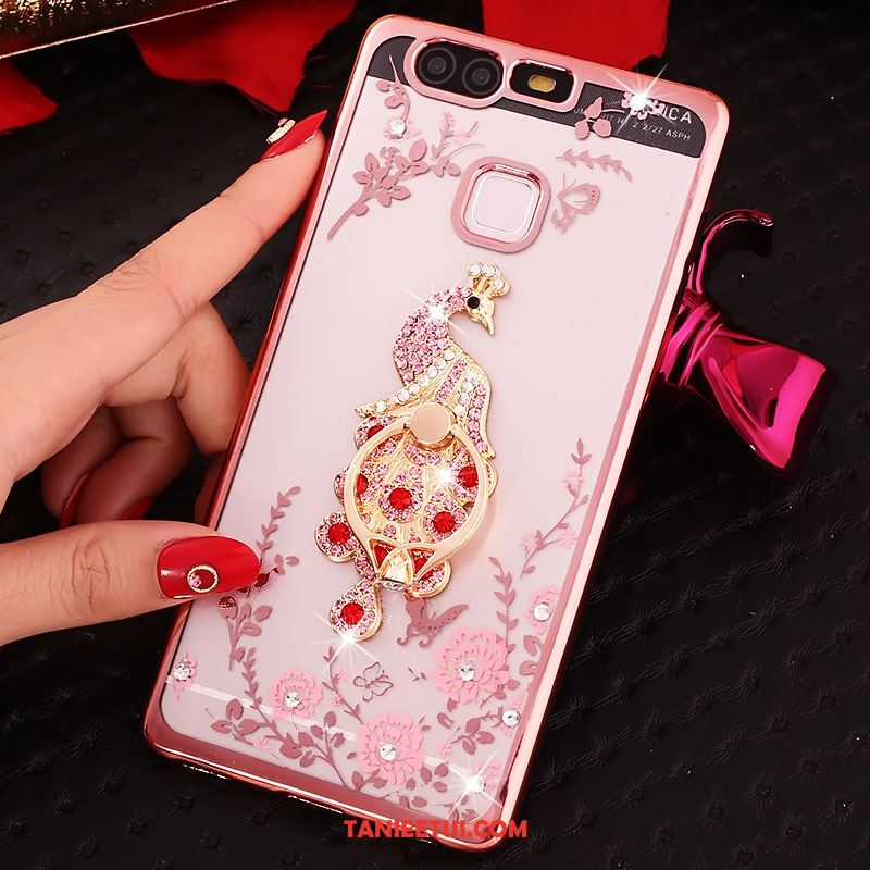 Etui Huawei P9 Plus Kwiaty Ochraniacz Telefon Komórkowy, Futerał Huawei P9 Plus Złoto Ring Rhinestone