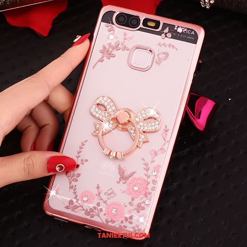 Etui Huawei P9 Plus Kwiaty Ochraniacz Telefon Komórkowy, Futerał Huawei P9 Plus Złoto Ring Rhinestone