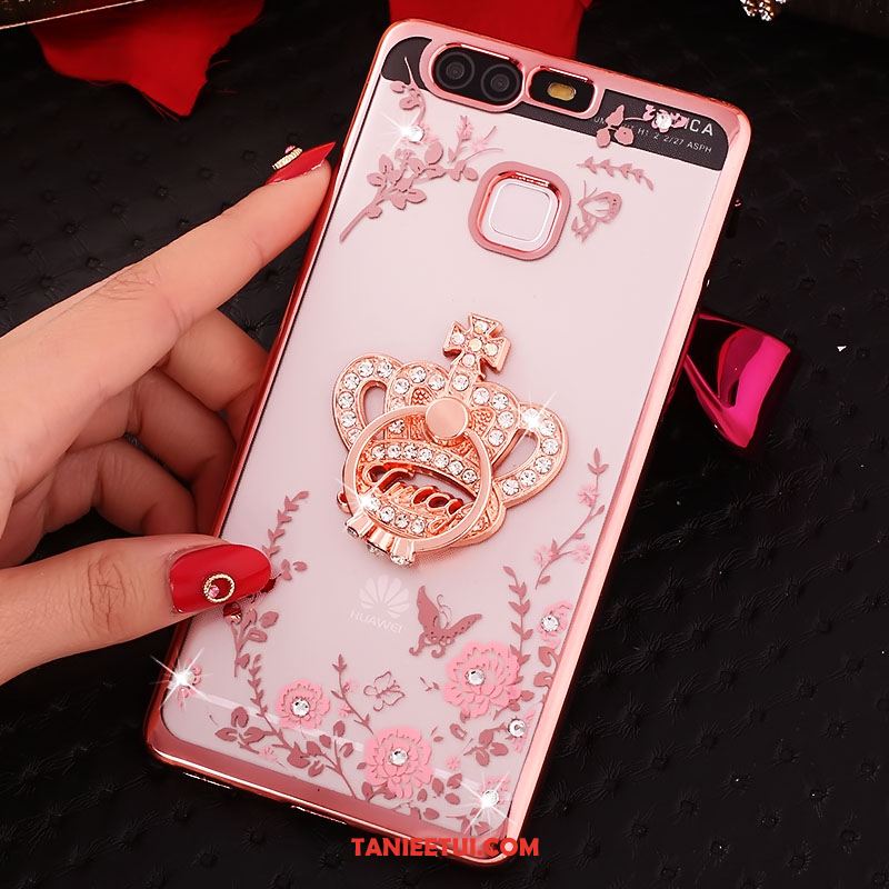 Etui Huawei P9 Plus Kwiaty Ochraniacz Telefon Komórkowy, Futerał Huawei P9 Plus Złoto Ring Rhinestone