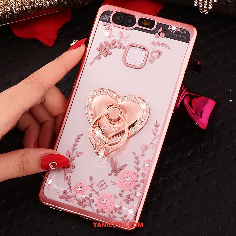 Etui Huawei P9 Plus Kwiaty Ochraniacz Telefon Komórkowy, Futerał Huawei P9 Plus Złoto Ring Rhinestone