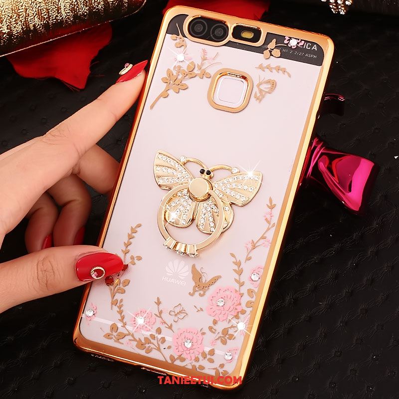 Etui Huawei P9 Plus Kwiaty Ochraniacz Telefon Komórkowy, Futerał Huawei P9 Plus Złoto Ring Rhinestone