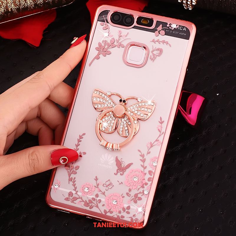 Etui Huawei P9 Plus Kwiaty Ochraniacz Telefon Komórkowy, Futerał Huawei P9 Plus Złoto Ring Rhinestone