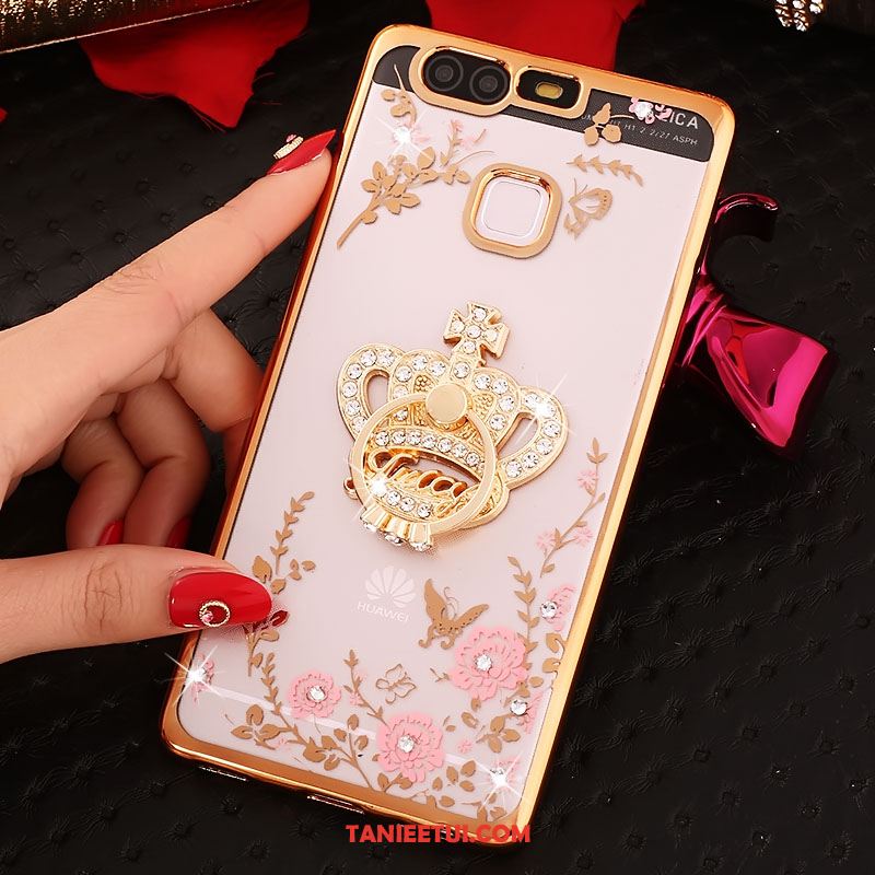 Etui Huawei P9 Plus Kwiaty Ochraniacz Telefon Komórkowy, Futerał Huawei P9 Plus Złoto Ring Rhinestone