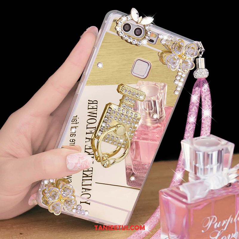 Etui Huawei P9 Plus Lustro Tendencja Srebro, Obudowa Huawei P9 Plus Wiszące Ozdoby Rhinestone Ochraniacz