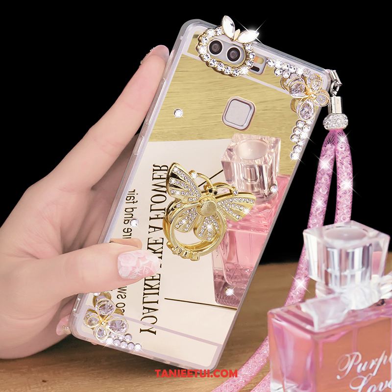 Etui Huawei P9 Plus Lustro Tendencja Srebro, Obudowa Huawei P9 Plus Wiszące Ozdoby Rhinestone Ochraniacz