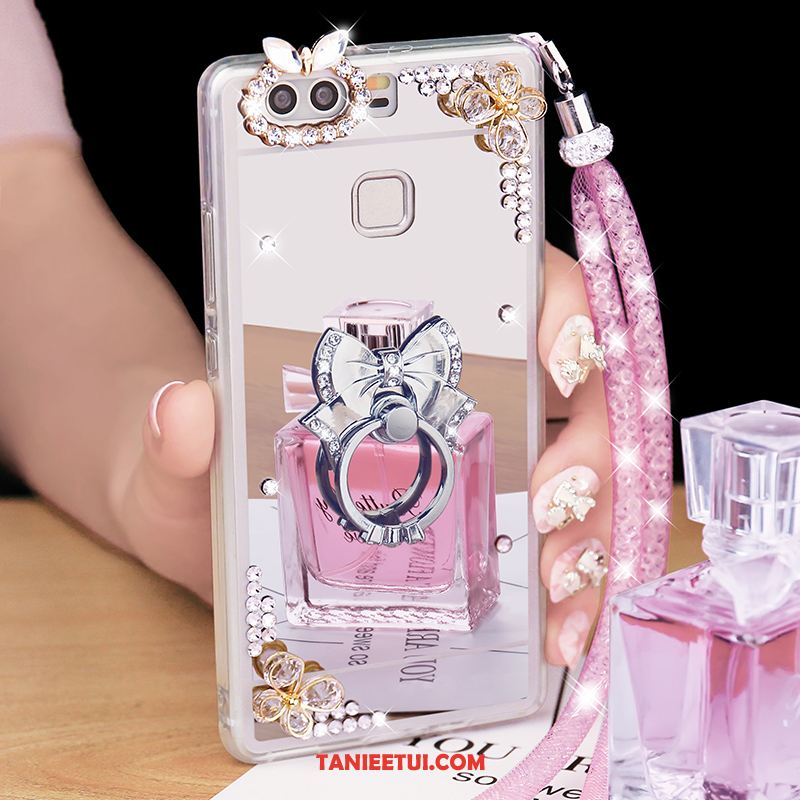 Etui Huawei P9 Plus Lustro Tendencja Srebro, Obudowa Huawei P9 Plus Wiszące Ozdoby Rhinestone Ochraniacz