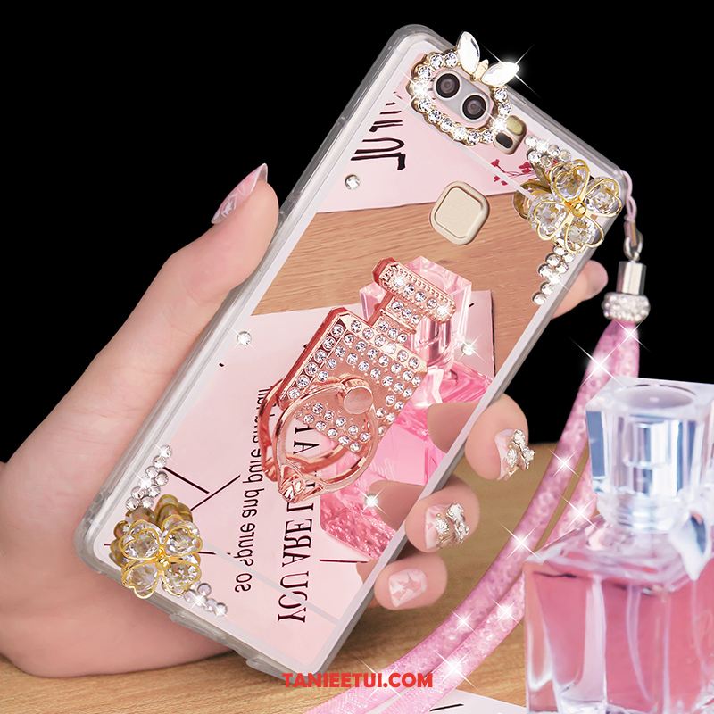 Etui Huawei P9 Plus Lustro Tendencja Srebro, Obudowa Huawei P9 Plus Wiszące Ozdoby Rhinestone Ochraniacz