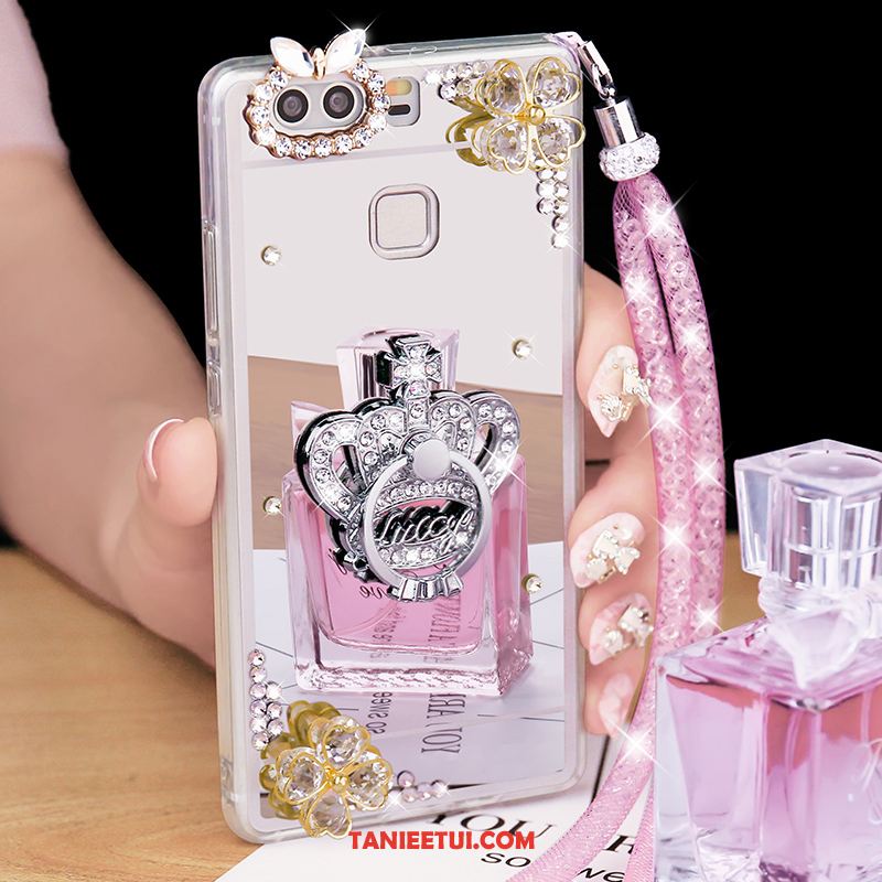 Etui Huawei P9 Plus Lustro Tendencja Srebro, Obudowa Huawei P9 Plus Wiszące Ozdoby Rhinestone Ochraniacz