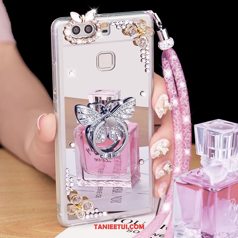 Etui Huawei P9 Plus Lustro Tendencja Srebro, Obudowa Huawei P9 Plus Wiszące Ozdoby Rhinestone Ochraniacz