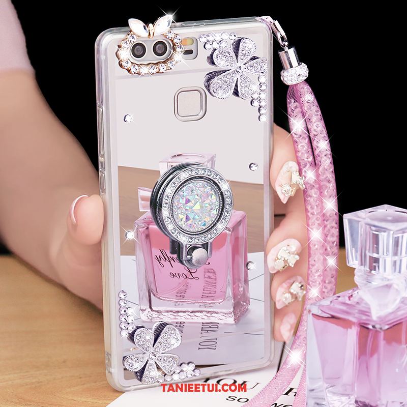 Etui Huawei P9 Plus Lustro Tendencja Srebro, Obudowa Huawei P9 Plus Wiszące Ozdoby Rhinestone Ochraniacz