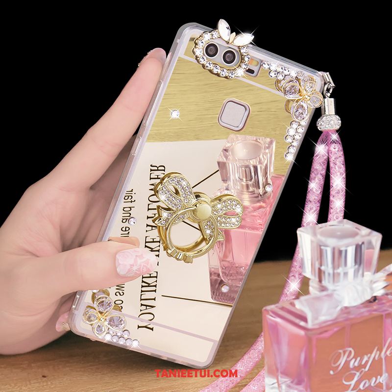 Etui Huawei P9 Plus Lustro Tendencja Srebro, Obudowa Huawei P9 Plus Wiszące Ozdoby Rhinestone Ochraniacz