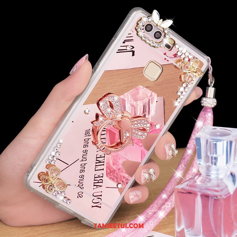 Etui Huawei P9 Plus Lustro Tendencja Srebro, Obudowa Huawei P9 Plus Wiszące Ozdoby Rhinestone Ochraniacz