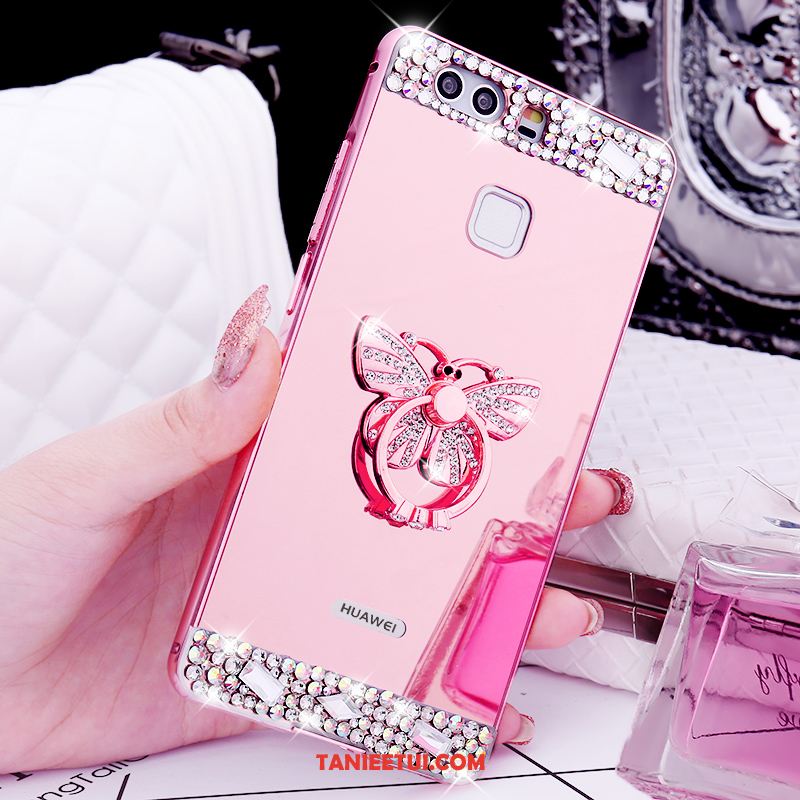 Etui Huawei P9 Plus Rhinestone Ochraniacz Mały, Obudowa Huawei P9 Plus Tylna Pokrywa Metal Różowe Złoto