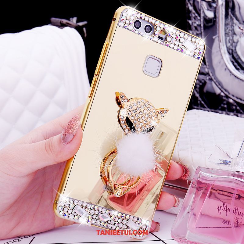 Etui Huawei P9 Plus Rhinestone Ochraniacz Mały, Obudowa Huawei P9 Plus Tylna Pokrywa Metal Różowe Złoto