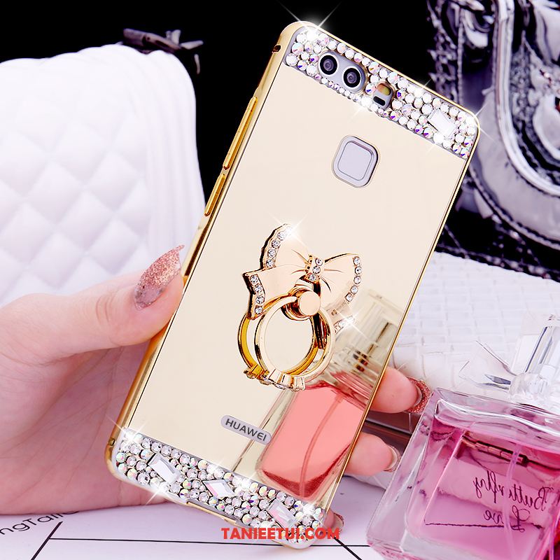 Etui Huawei P9 Plus Rhinestone Ochraniacz Mały, Obudowa Huawei P9 Plus Tylna Pokrywa Metal Różowe Złoto