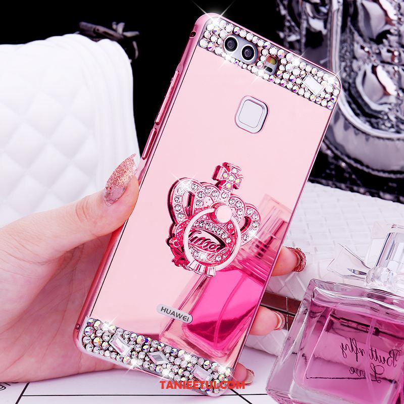 Etui Huawei P9 Plus Rhinestone Ochraniacz Mały, Obudowa Huawei P9 Plus Tylna Pokrywa Metal Różowe Złoto