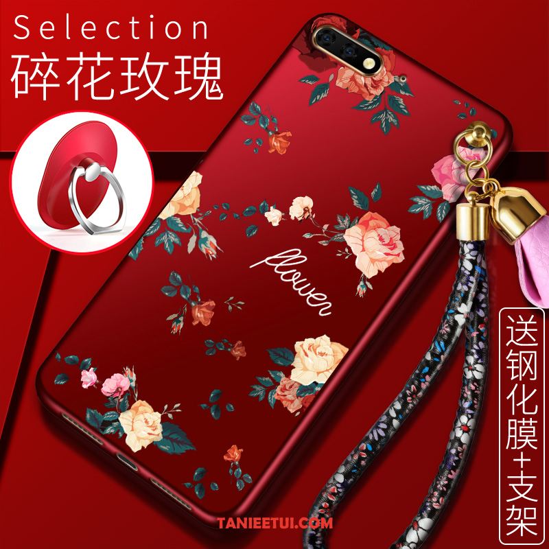 Etui Huawei Y6 2018 Miękki Wspornik Filmy, Pokrowce Huawei Y6 2018 Kwiaty Czarny Ochraniacz